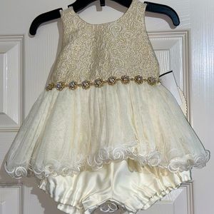 🍂Formal champagne ruffled romper overlay dress